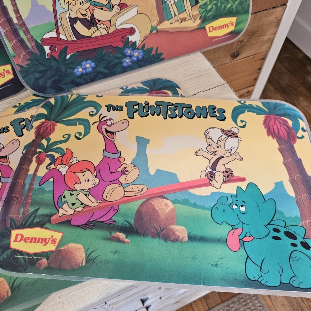 Vintage '89 "The Flintstones" Denny's Collectible Placemats Set Of 5 - Picture 4 of 7